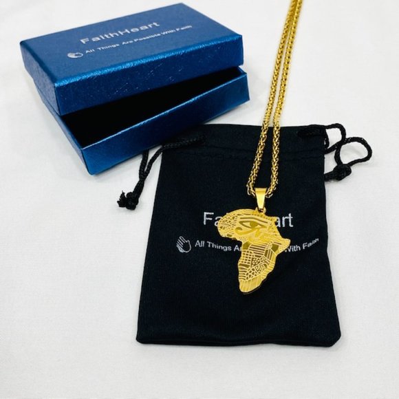 Eye of Horus Africa Necklace for Good Luck & Protection -18kt Plated - NIB - Picture 3 of 6